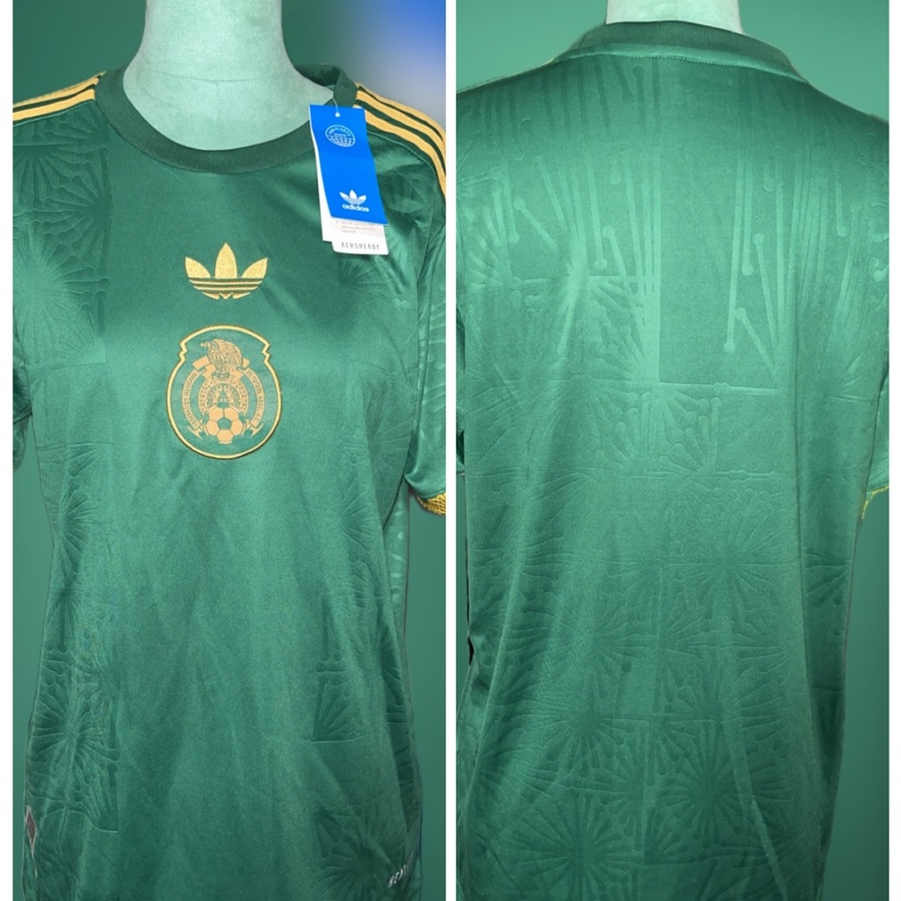 Mexico Adidas Green and Gold Soccer Jersey